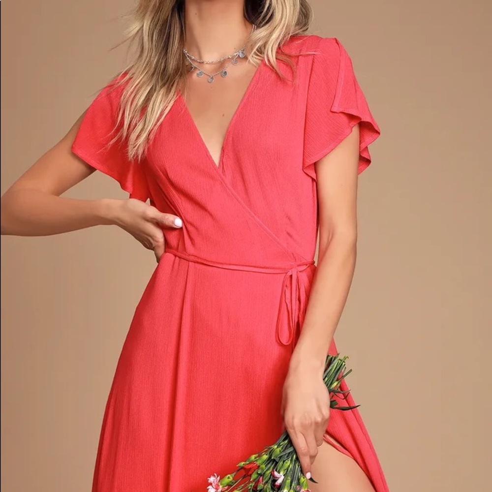 Lulus red maxi v neck dress